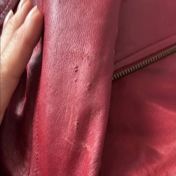 Vera Pelle Red Leather Jacket with Stand-Up Collar size 40 - Picture 9 of 9